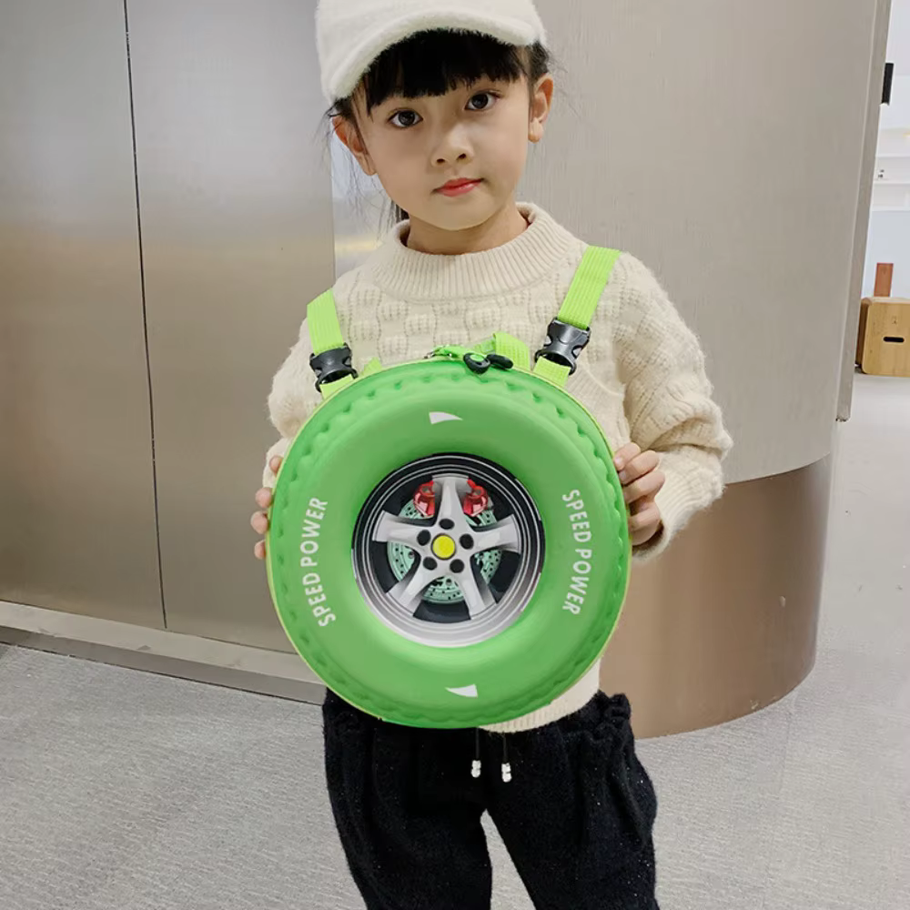 Mochila Infantil 3D Neumático con Ruedas y Protección Espinal