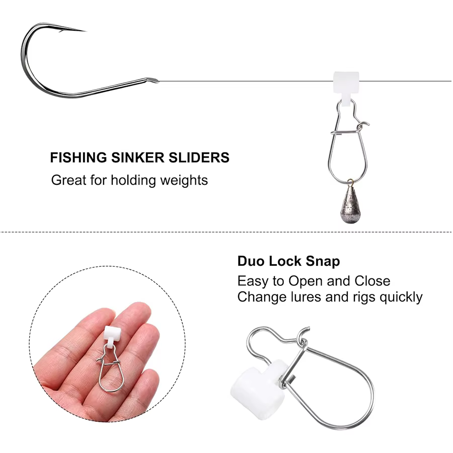 Duo Plomos corredizos en acero inoxidable con broche para pesca - imagen 2