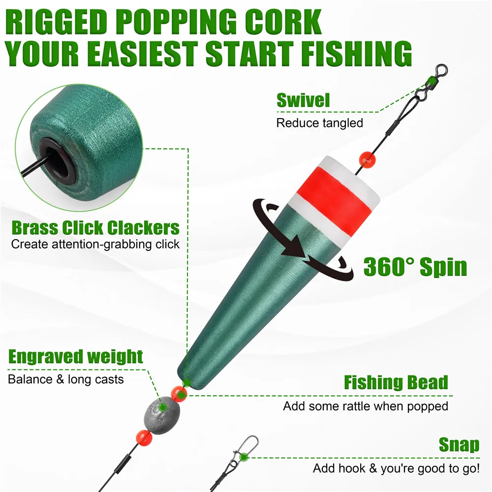 Corcho Popping lastrado con líder para pesca jig en agua salada - imagen 4