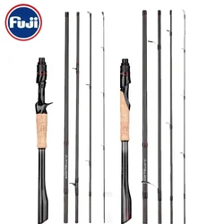 Caña de spincast y spinning de carbono 40T con anillas Fuji, 5 secciones