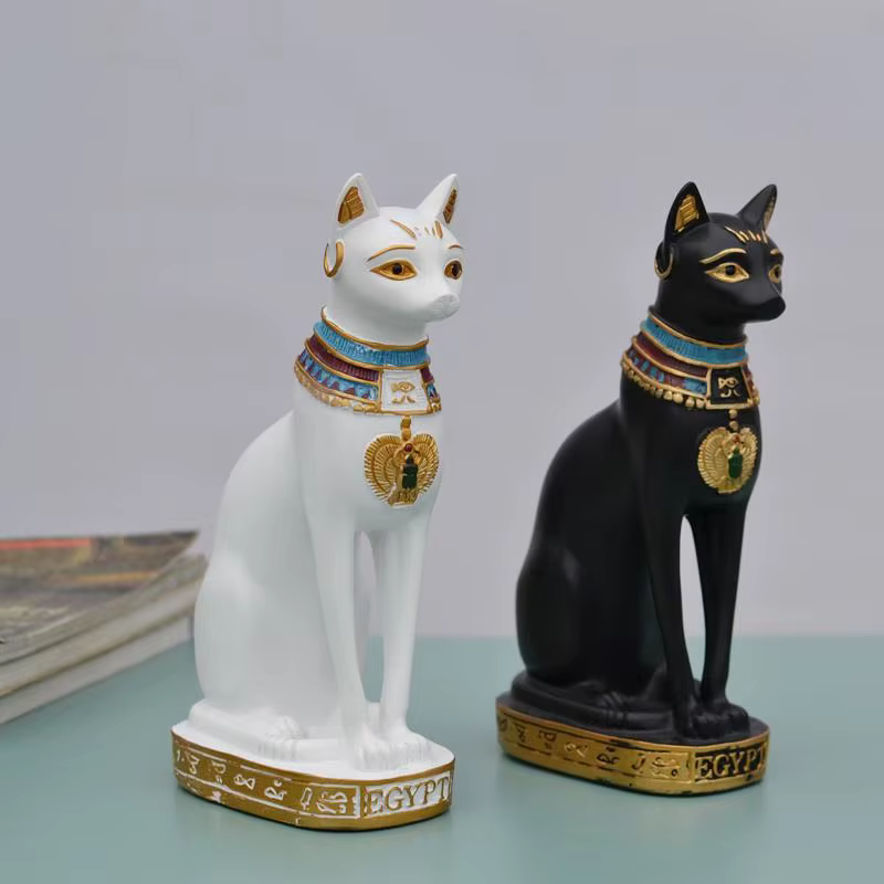 Estatuilla Gato Egipcio Ornamento Vintage Hogar Jardín