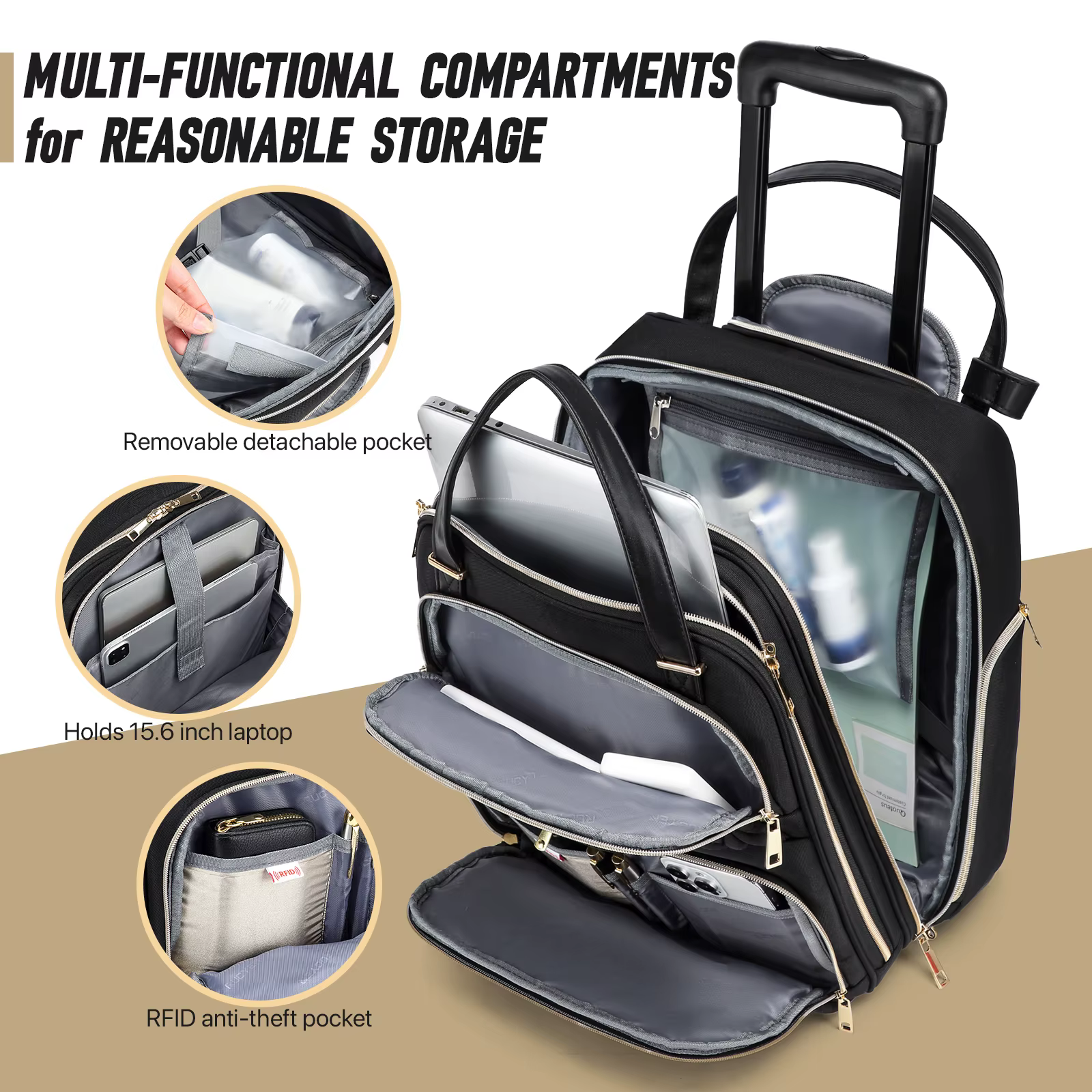 Maleta bajo asiento con ruedas para viajes de negocios - imagen 4