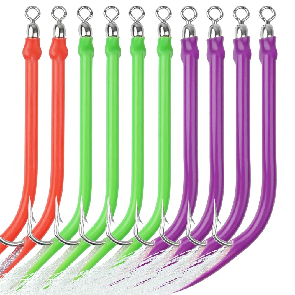 Señuelo de tubo con anzuelo J y tubo de silicona morado
