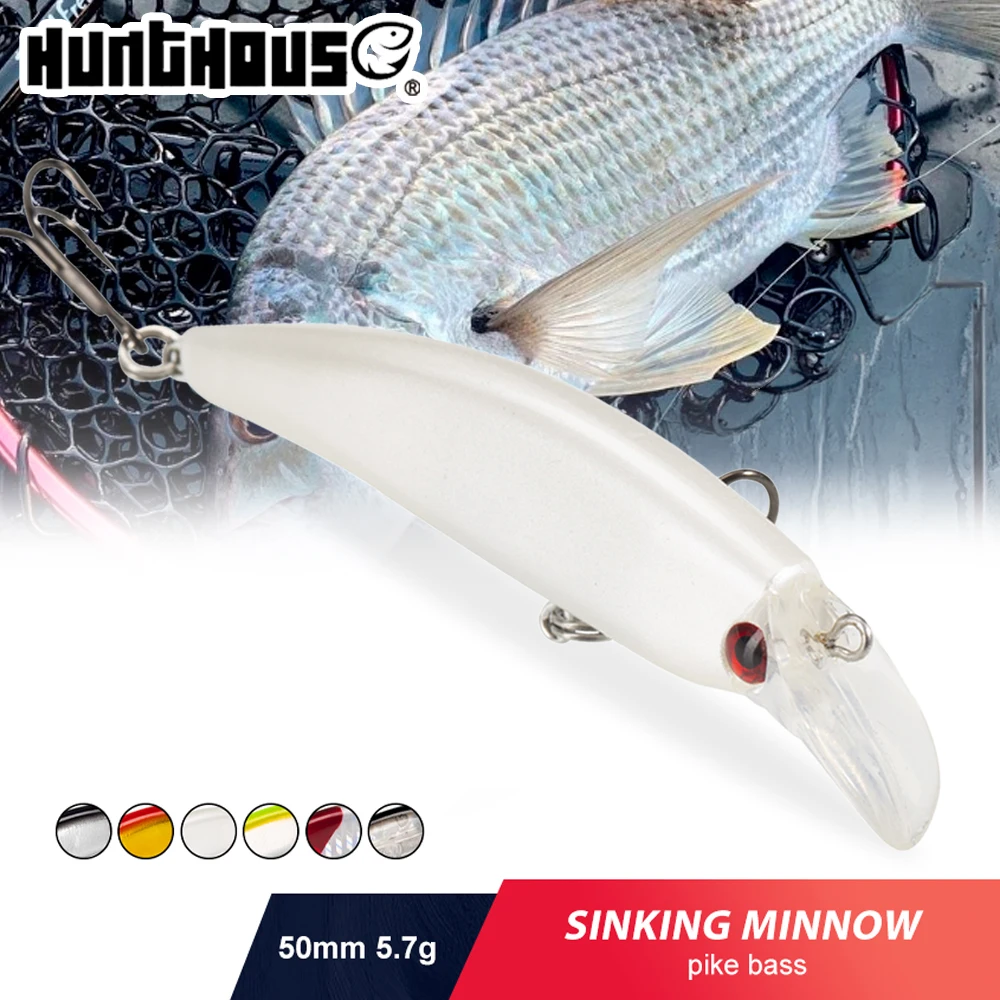 Hunthouse Mini Slow Sinking Minnow Wobbler para lubina en mar - imagen 3