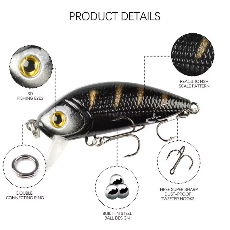Señuelos Minnow 5 cm Superficie para Trucha de Mar y Perca - imagen 3