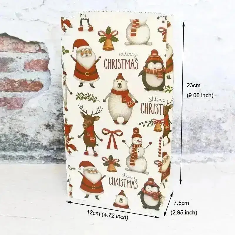 Bolsas kraft con pegatinas de Navidad para regalos y fiestas - imagen 3
