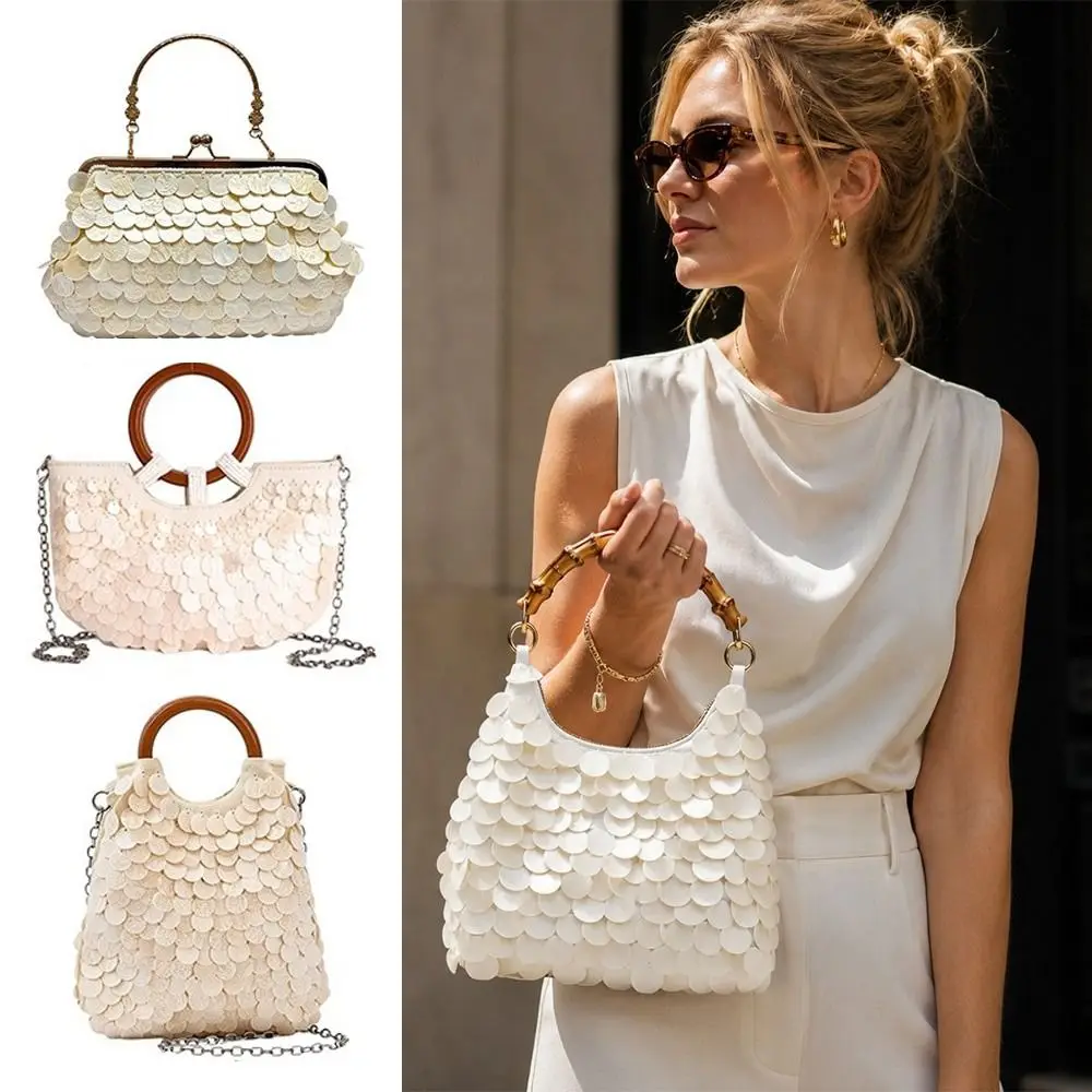 Bolso bandolera sirena tejido con conchas bordado a cuentas - imagen 4