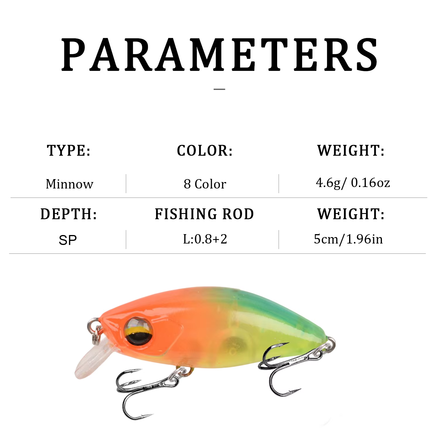 Crankbait Minnow 5cm hundido – Lubina Lucio - imagen 4