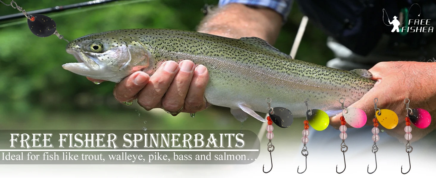 Kit completo de spinnerbaits FREE FISHER con caja organizadora