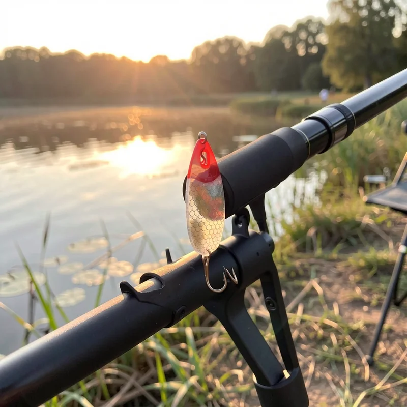 Señuelo Cuchara Metálica Triangular roja para pesca en lago y costa - imagen 2