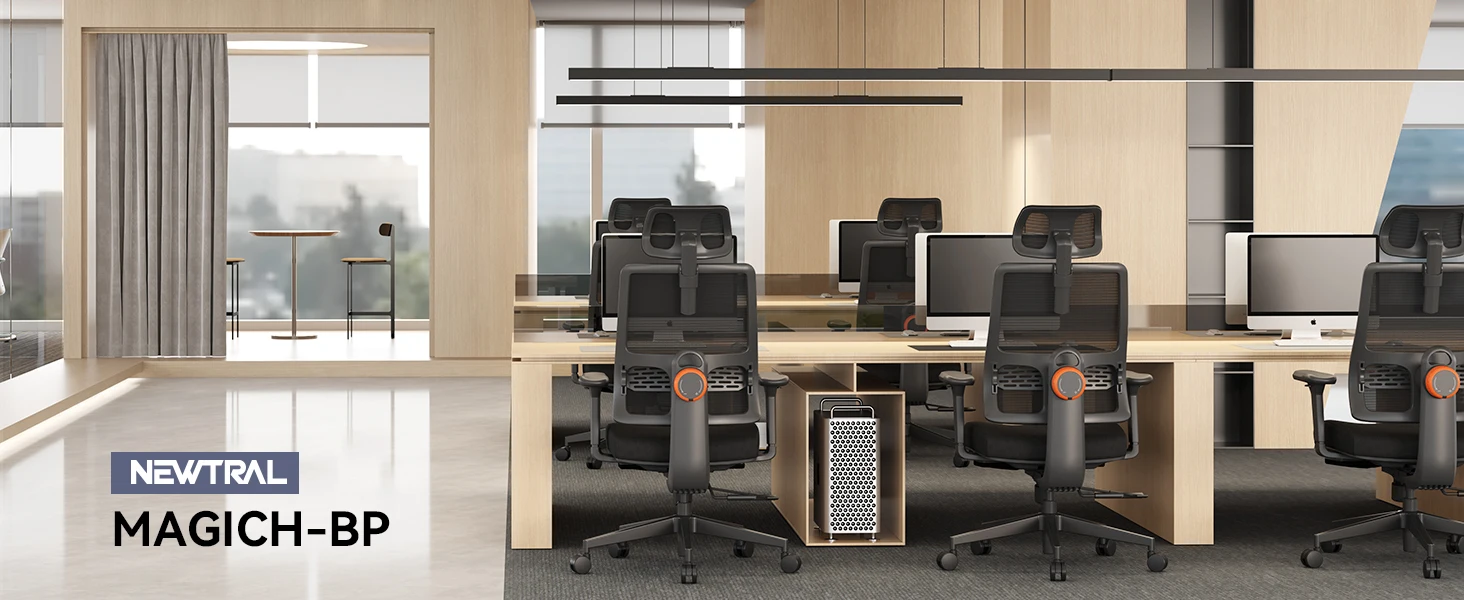 Vista frontal de la silla ergonómica NEWTRAL MagicH-BP en color negro