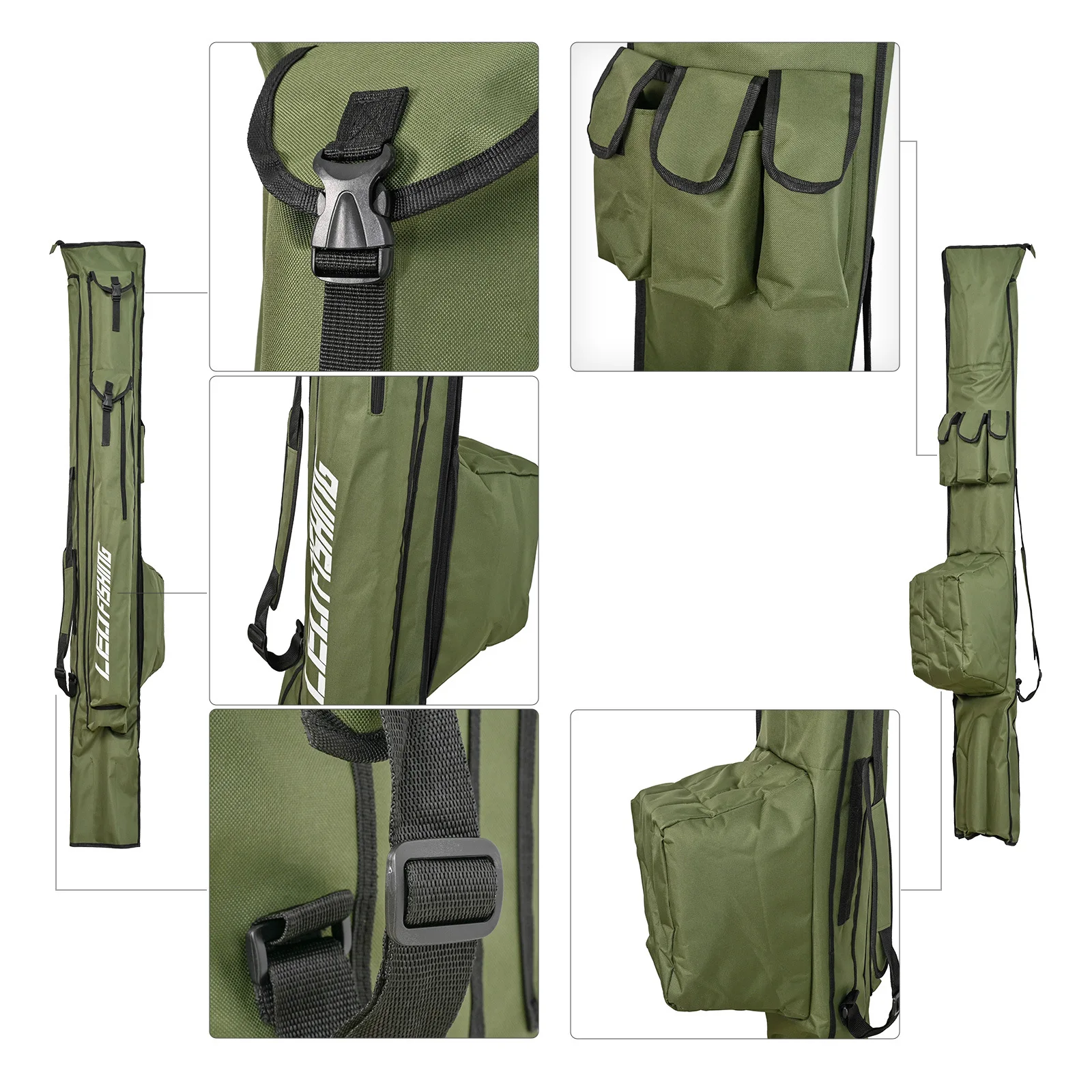 Bolsa larga para caña de carpa impermeable Oxford 1000D plegable - imagen 2