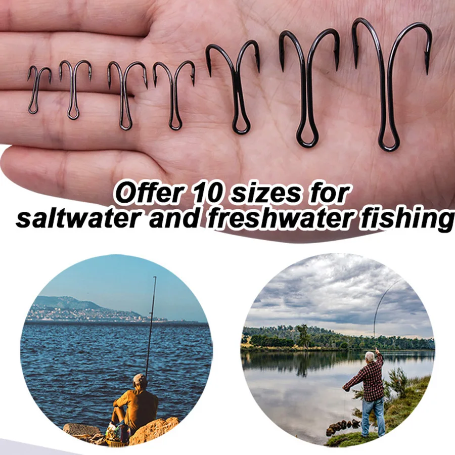 Anzuelos dobles de acero al carbono afilados para pesca con vinilo - imagen 5