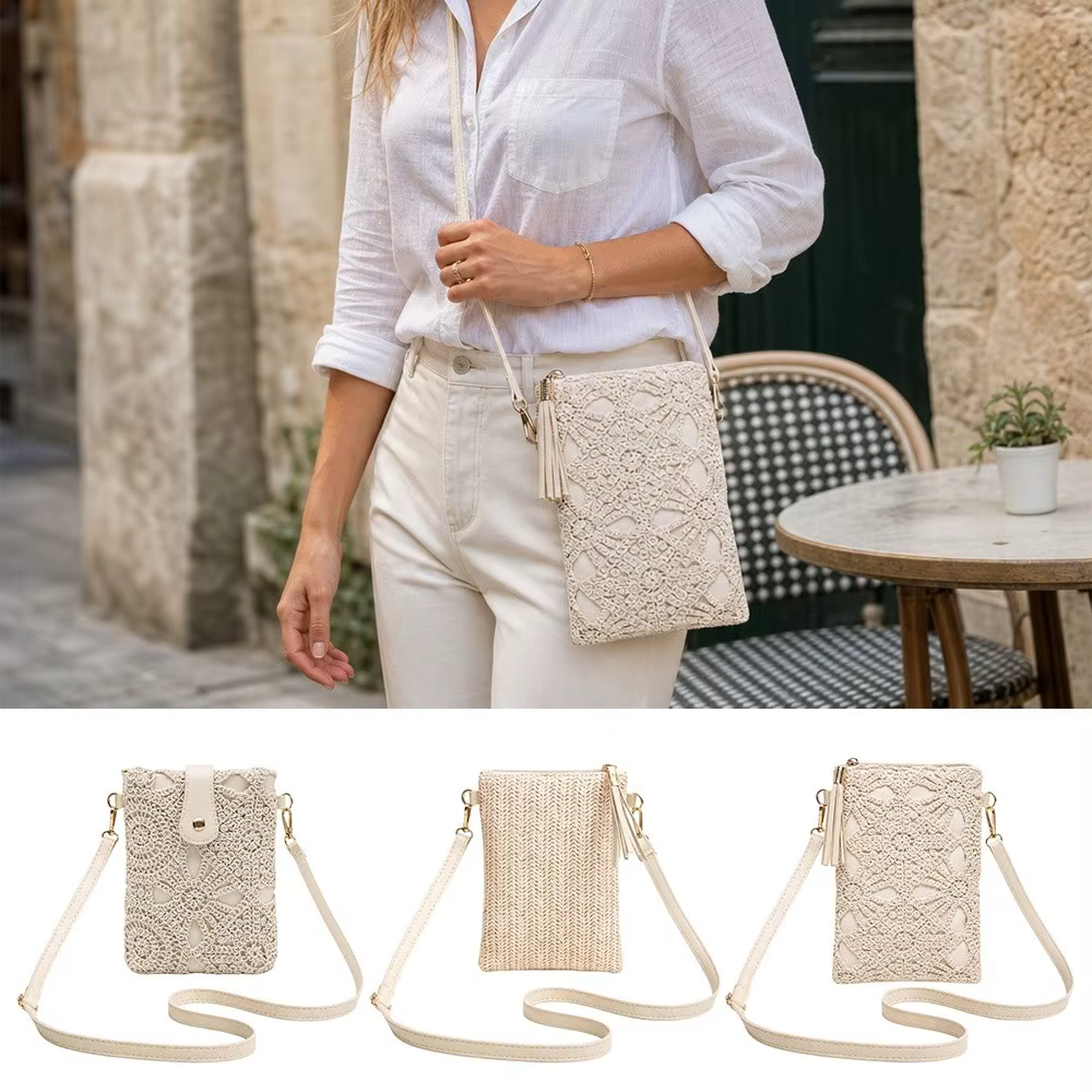 Bolso bandolera tejido estampado para mujer, multicolor y ligero - imagen 4