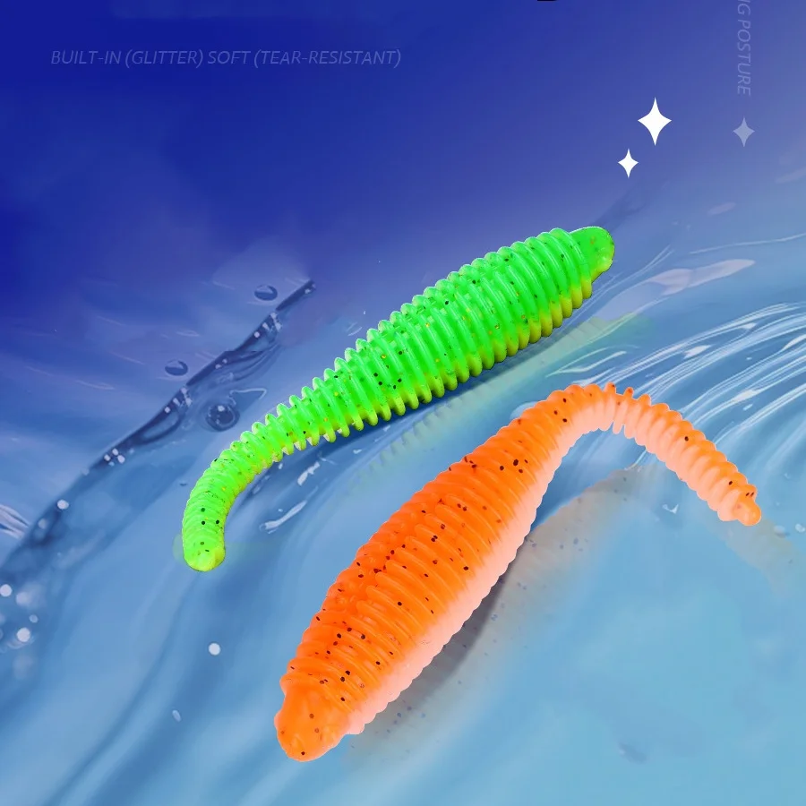 Señuelo de pesca purpurina suave con cola aguja bicolor PVC - imagen 4