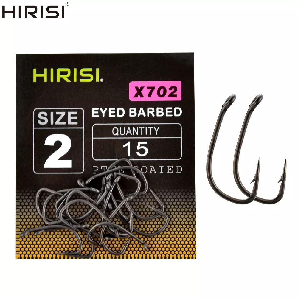 Hirisi X702 Anzuelos con púas para carpa – Acero carbono PTFE - imagen 2