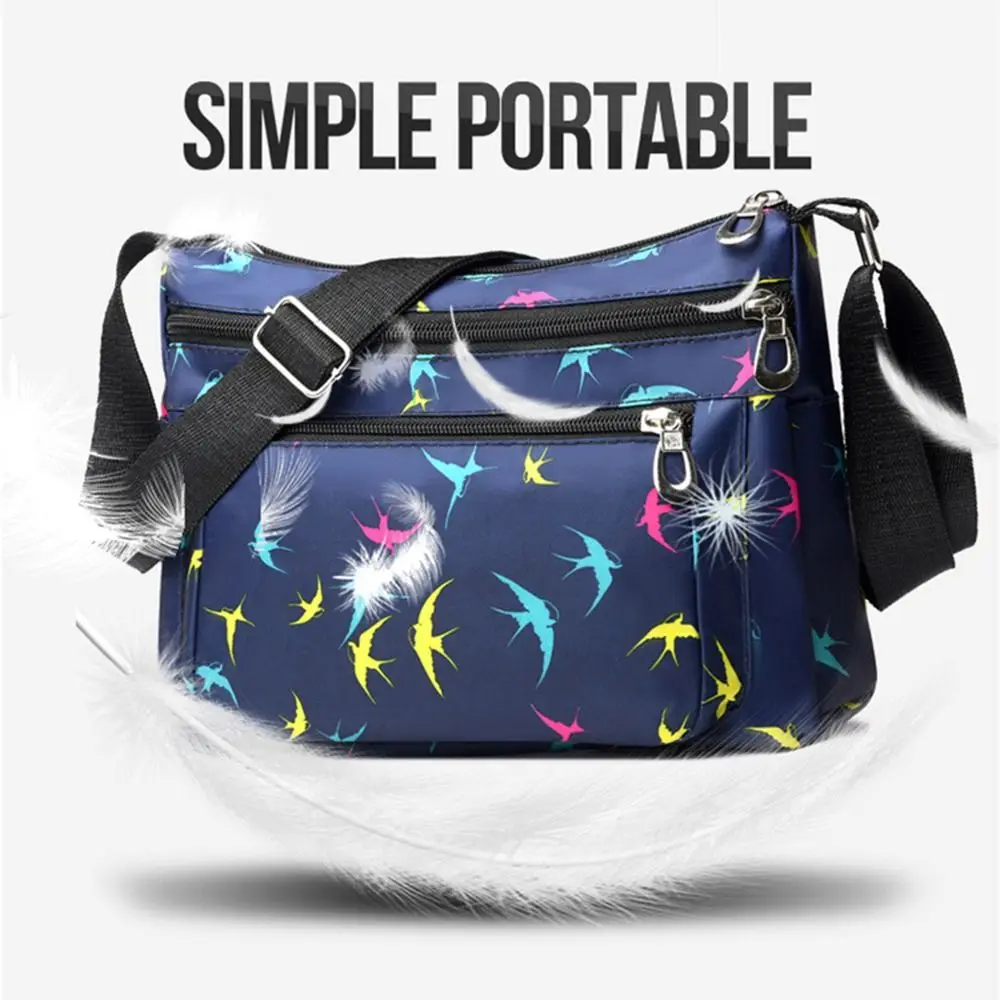 Bandolera impermeable de nailon floral con bolsillo multicapa grande - imagen 5