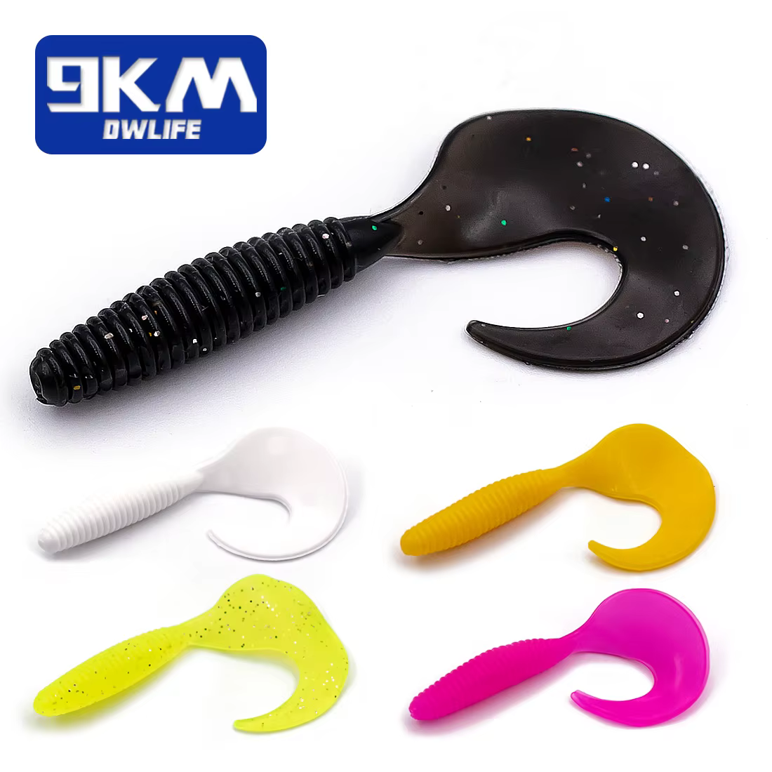 Swimbait de vinilo con cola rizada para lubina, perca y trucha