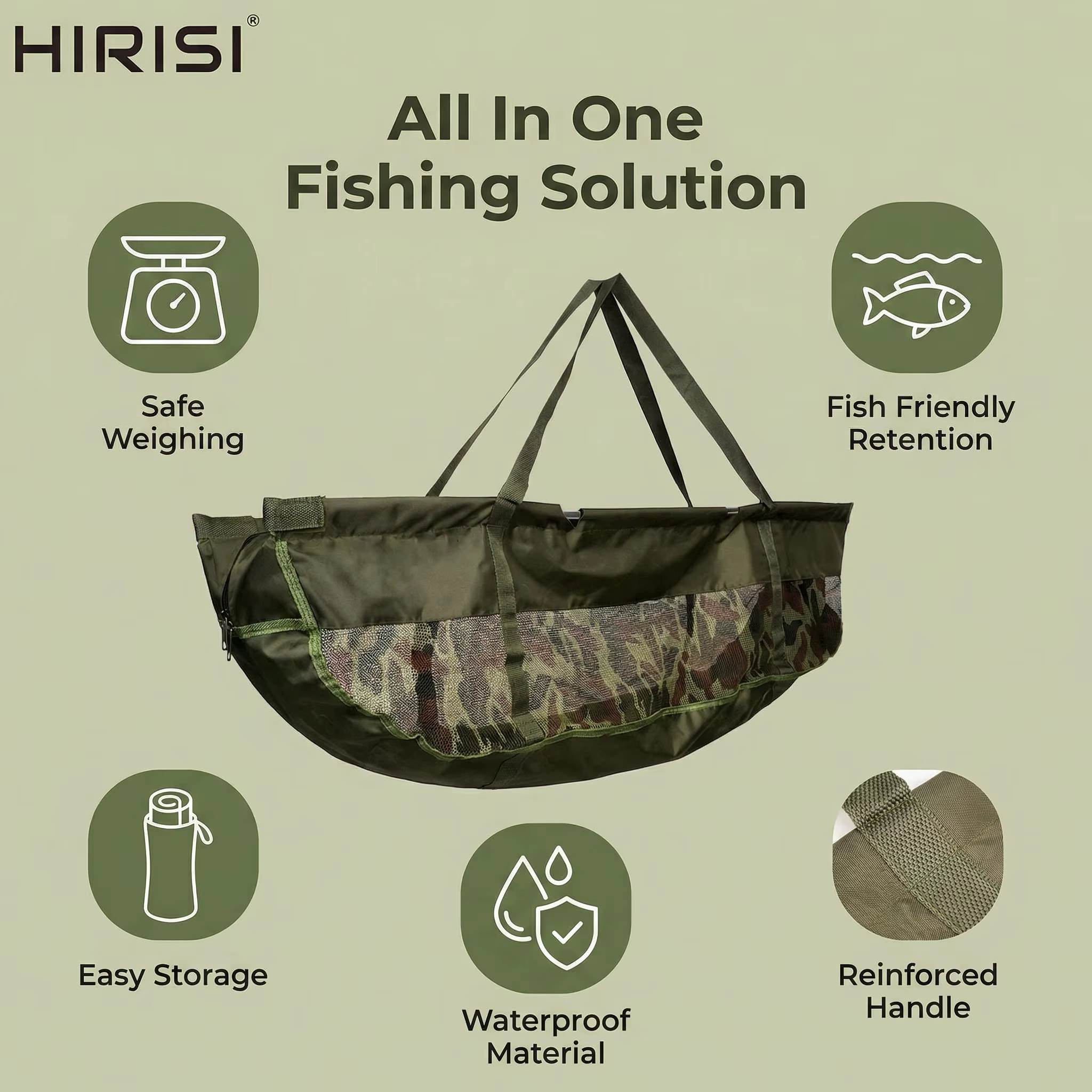 Bolsa Pesaje Carpa Flotante Hirisi W201 Plegable con Malla - imagen 2
