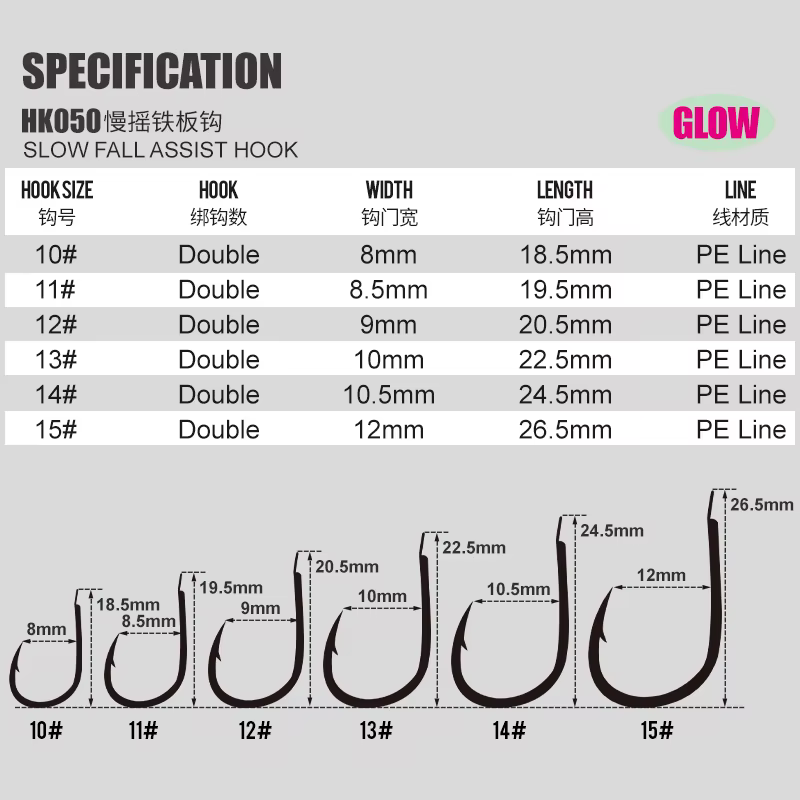 Anzuelos Gemelos TEASER HK050 – Luminosos para jigging en agua salada - imagen 4