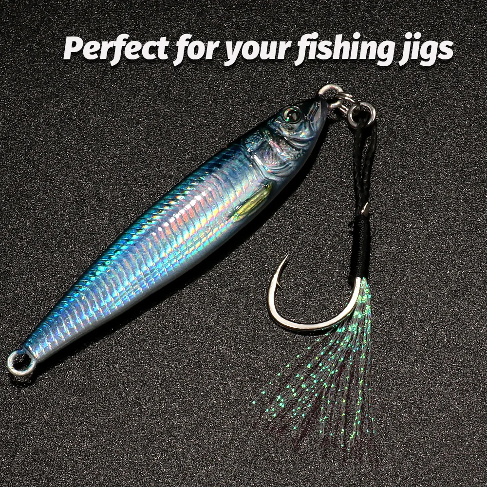 Anzuelo de asistencia jigging con plumas acero carbono - imagen 5