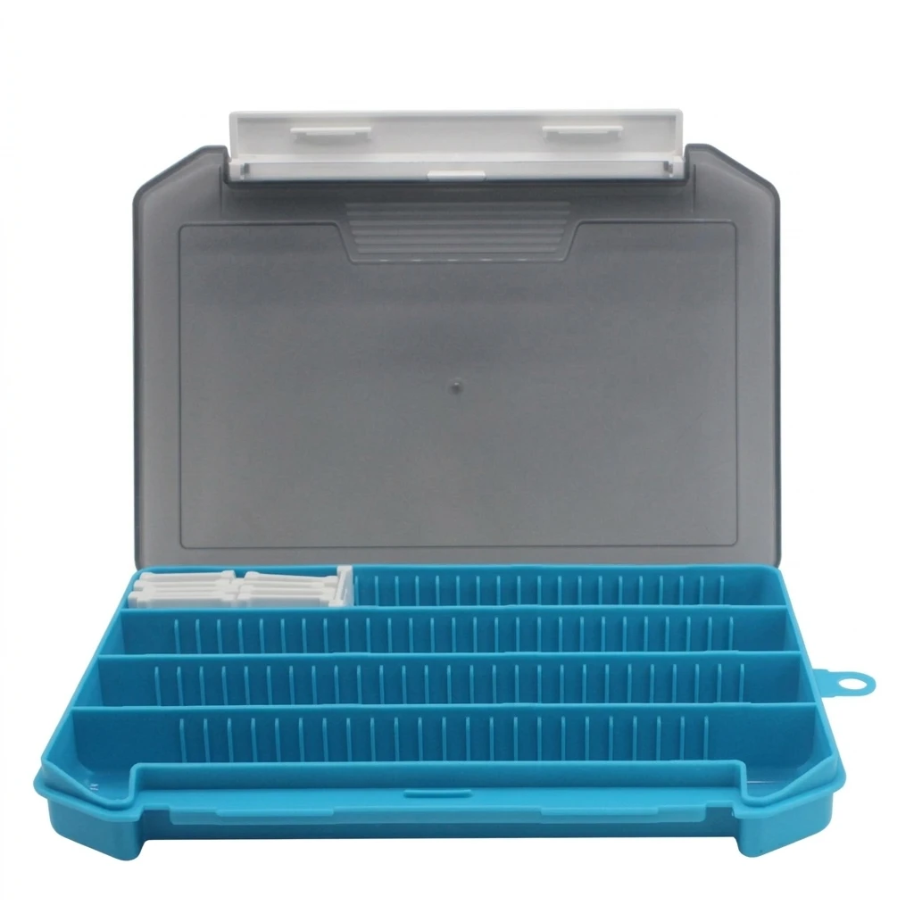 Caja de pesca portátil con tapa transparente