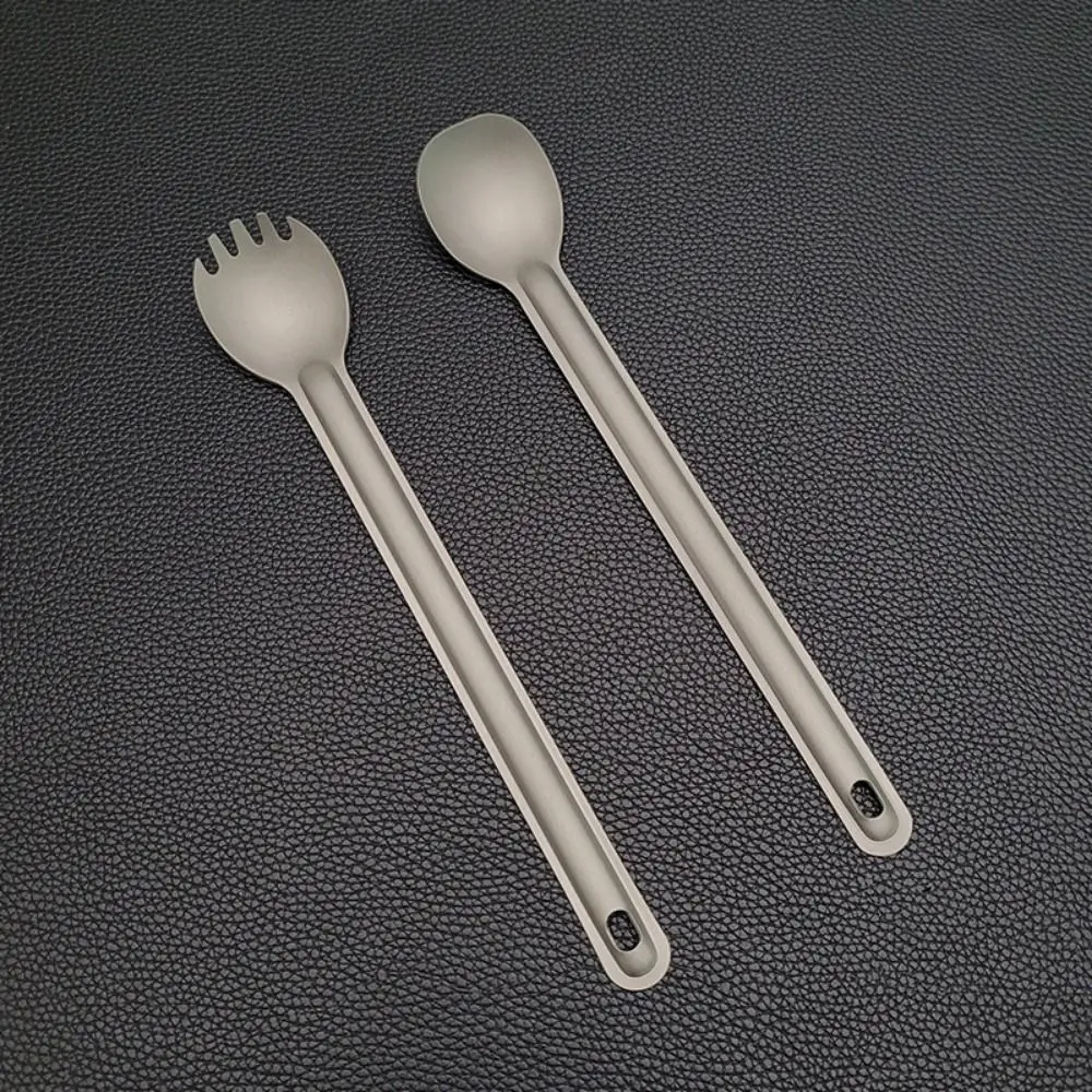 Palillos de titanio para camping con mango largo y cuchara ligera - imagen 4