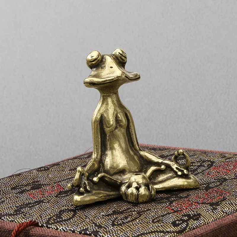 Estatua rana en latón estilo Zen – Decoración vintage - imagen 4