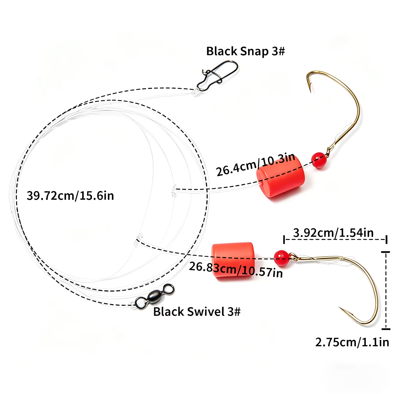 Aparejo Pámpano Flotador Snell Anzuelo Circular Broche Surfcasting - imagen 2