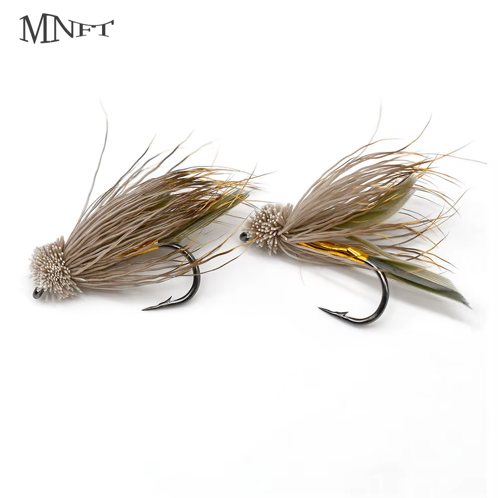 MNFT Muddler Minnow mosca lubina pelo de ciervo marrón cuerpo oro - imagen 5