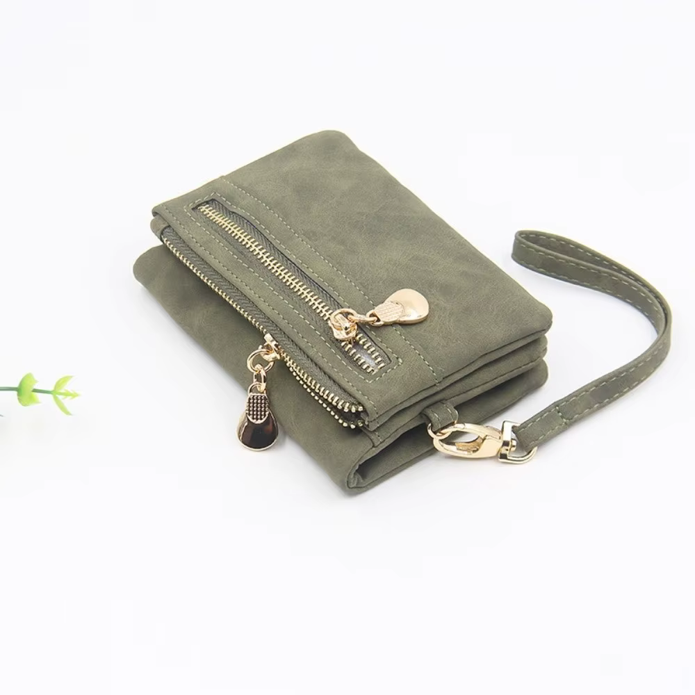 Cartera mujer piel PU plegable cremallera múltiples tarjetas