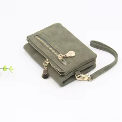 Cartera mujer piel PU plegable cremallera múltiples tarjetas