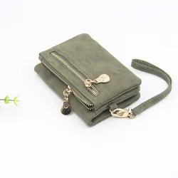 Cartera mujer piel PU plegable cremallera múltiples tarjetas