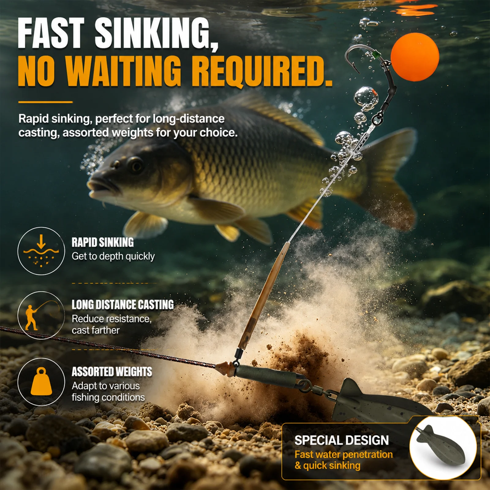 Plomos de surfcasting en lágrima con eslabón giratorio - imagen 5