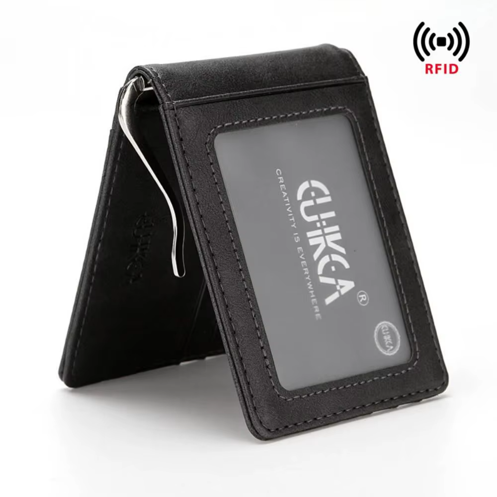 Cartera Antirrobo de Cuero PU Ultrafina para Hombre con Clip para Billetes - imagen 5