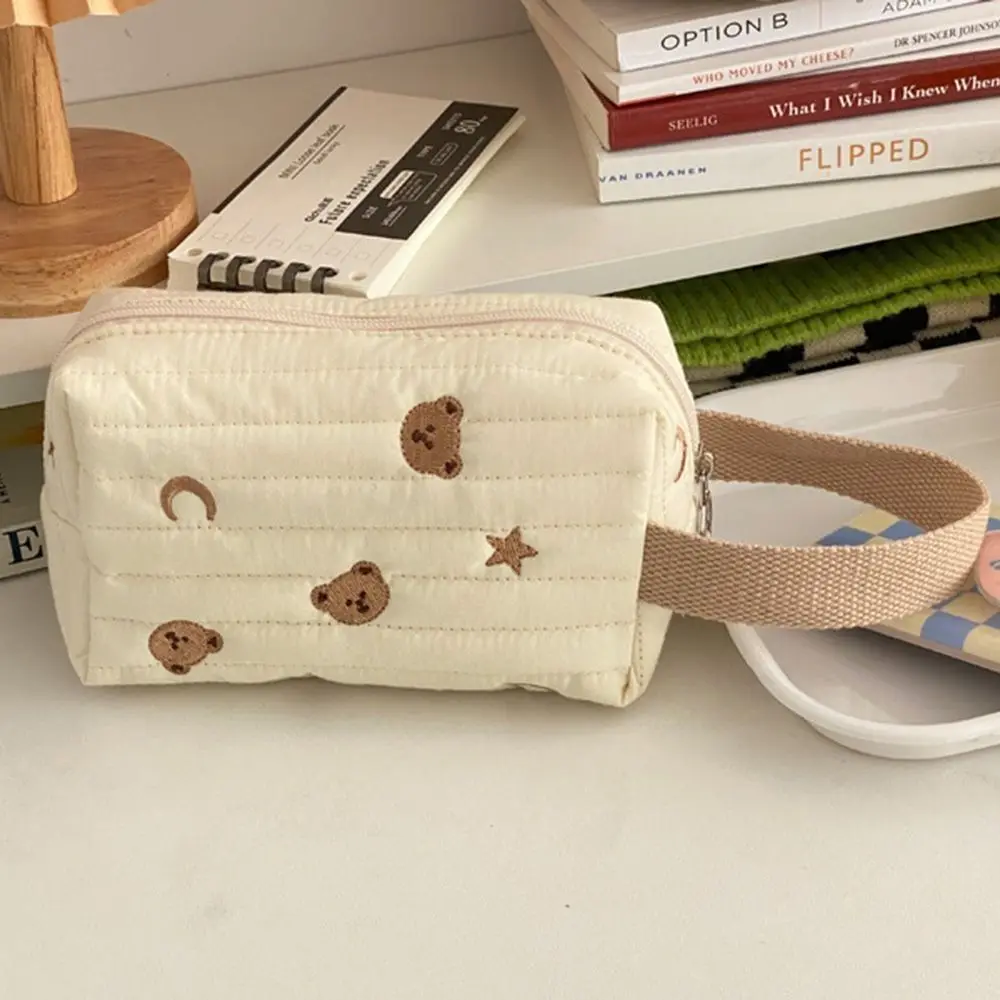 Bolsa de aseo con bordado y cremallera, estuche de algodón oso - imagen 2