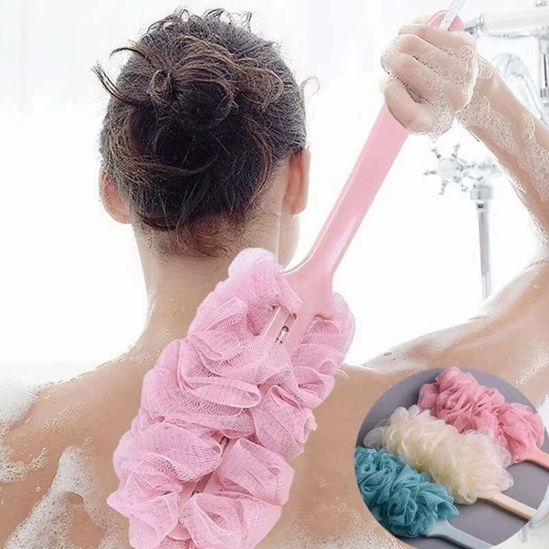 Cepillo de Espalda con Mango Largo – Esponja Exfoliante de Malla Suave para Ducha