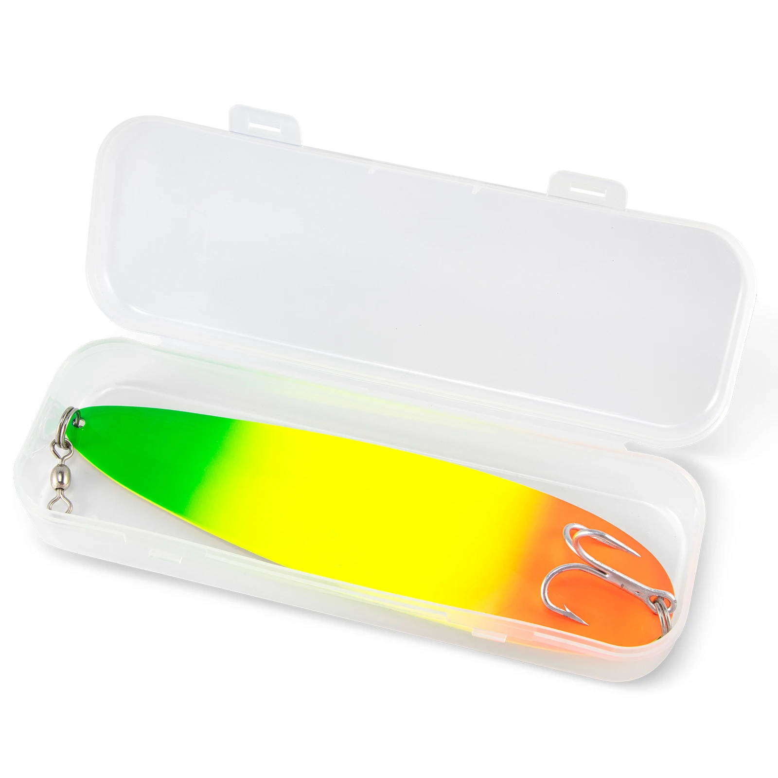 Detalle del anzuelo triple Mustad y la anilla