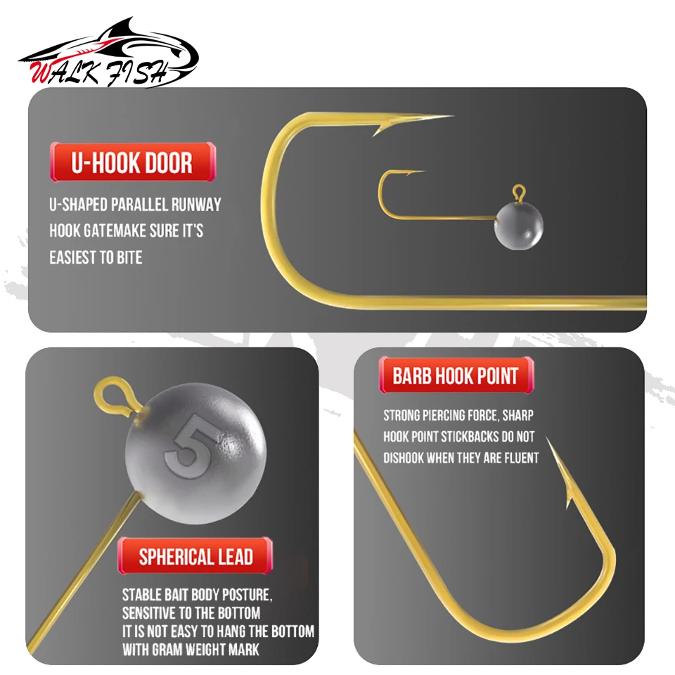 Walk Fish Micro Anzuelos Jig Head Plomo - imagen 3