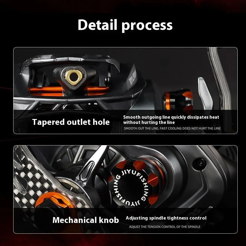 Carrete baitcasting Jiyu Poison 7.6:1 ligero de carbono magnético - imagen 2