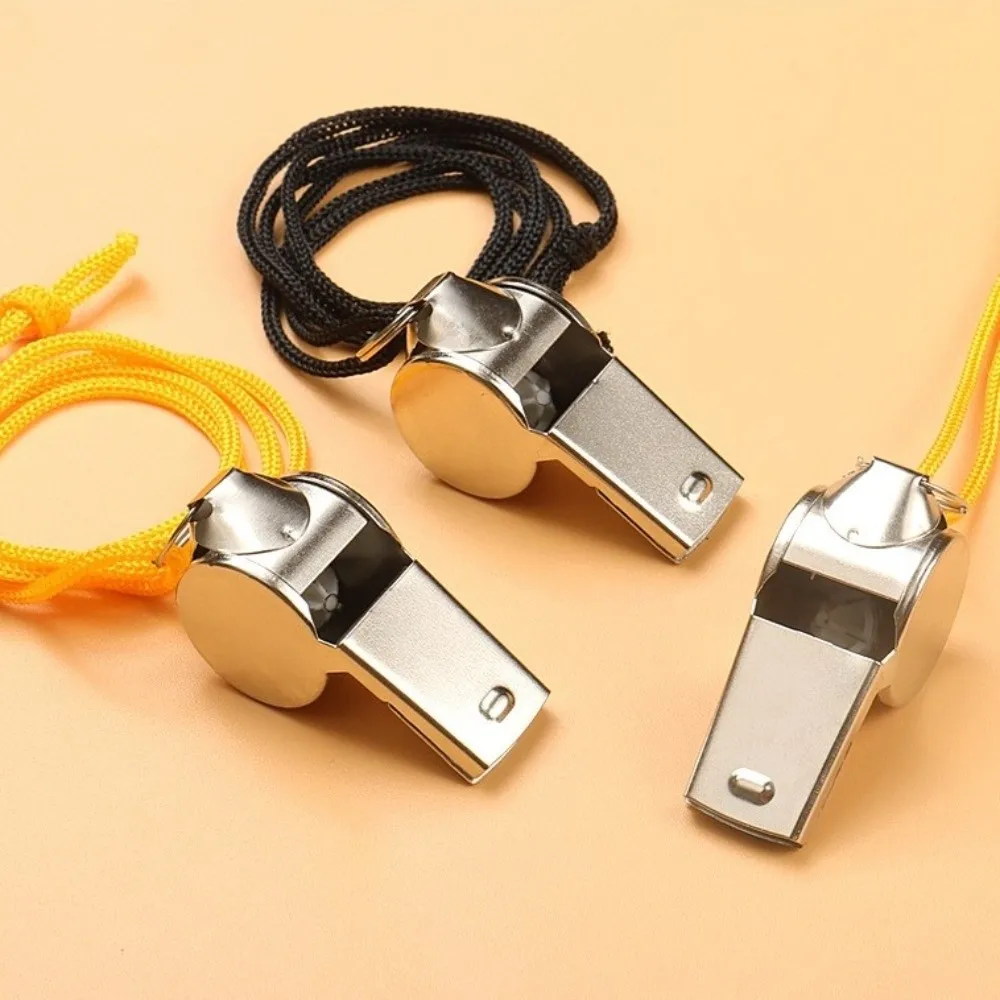 Silbato metálico fuerte de acero inoxidable con cuerda para eventos - imagen 3