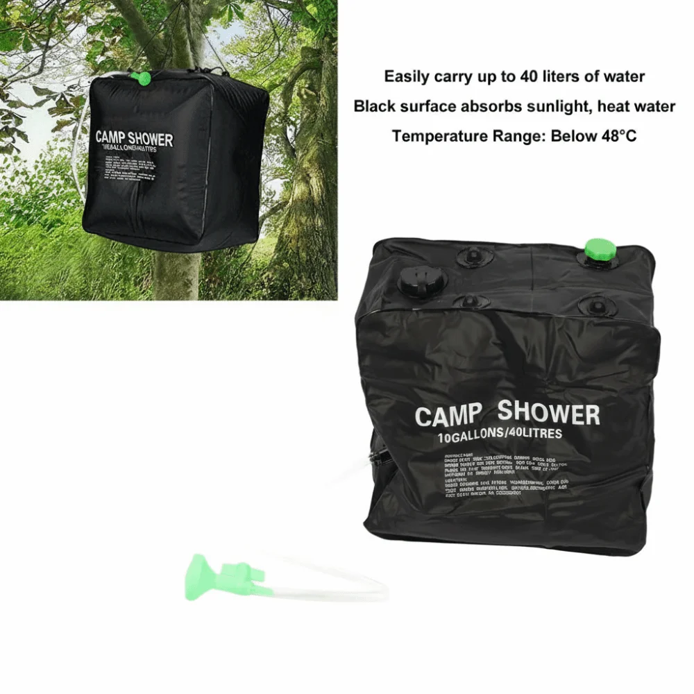 Bolsa de ducha portátil solar de PVC removible con rociador para camping