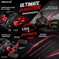 DEUKIO Combo de Caña y Carrete de Pesca de Viaje