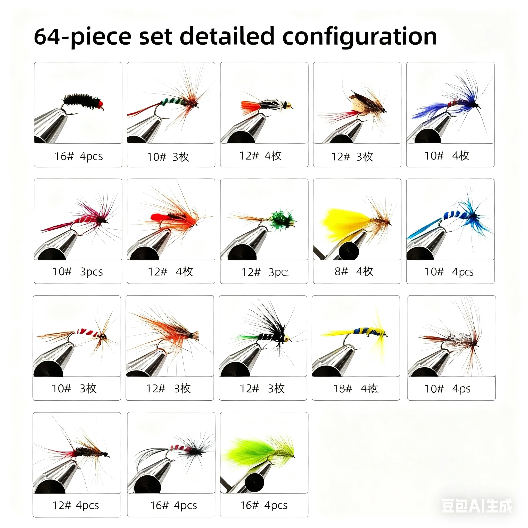 Moscas artificiales húmedas y secas para carpa y trucha – Kit - imagen 5