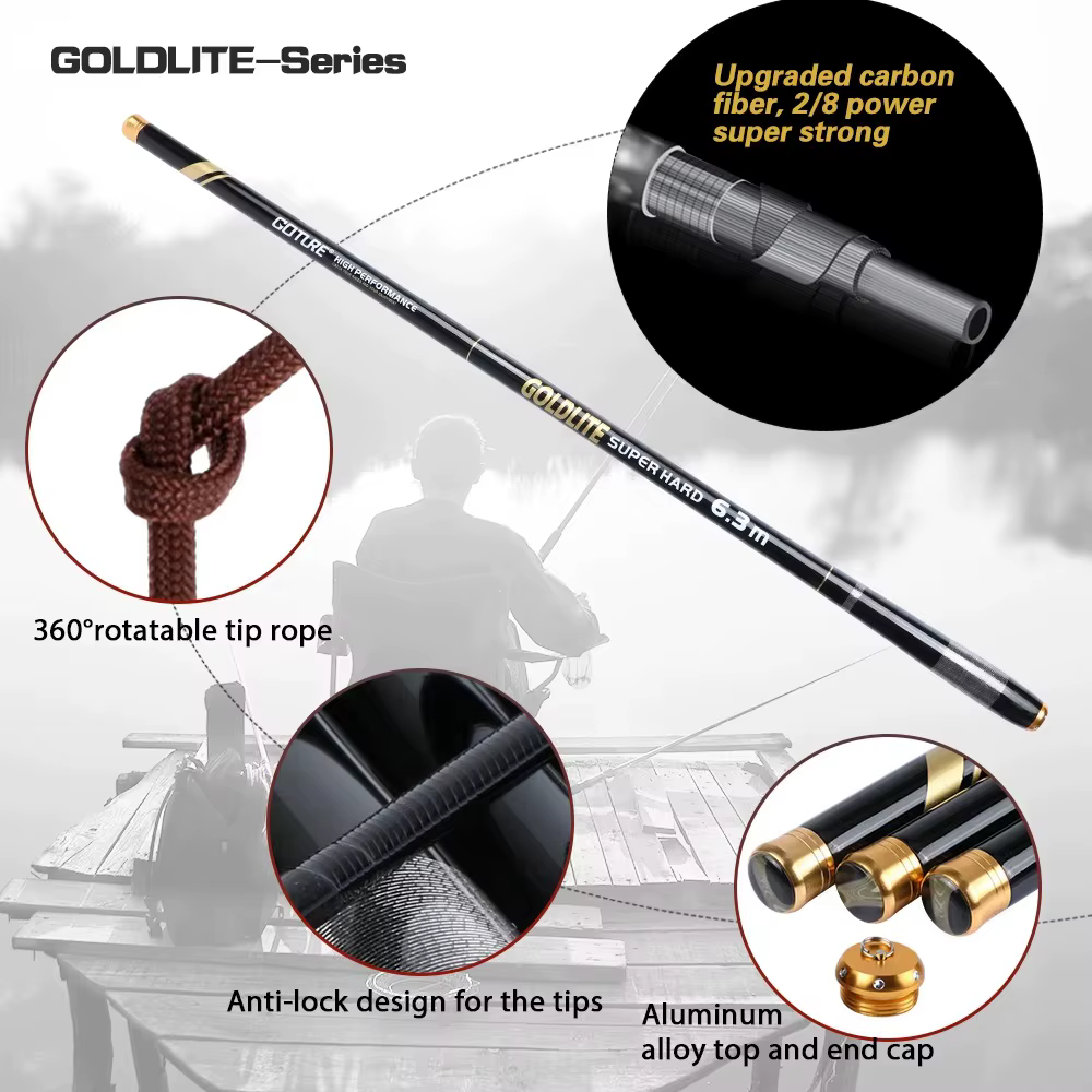 Goture GOLDLITE – Caña Telescópica Carbono 3.6-7.2m Carpfishing - imagen 5