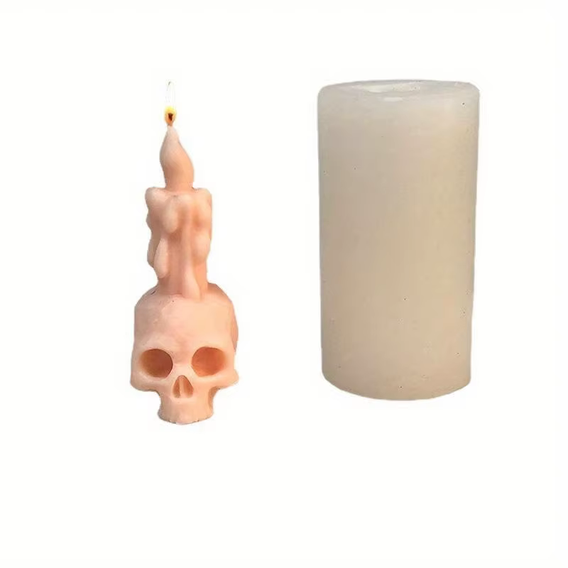 Molde de silicona 3D de calavera para hacer velas Halloween