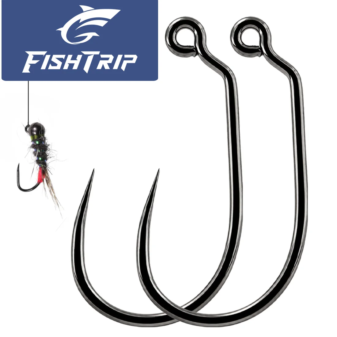 Anzuelos para mosca sin púas de acero alto carbono FishTrip húmedas - imagen 2