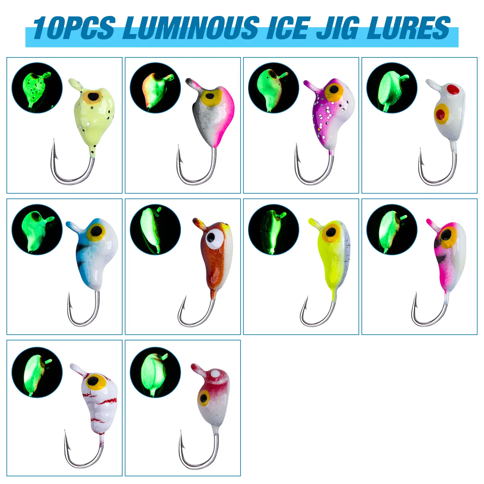 Señuelos luminosos pesca en hielo con anzuelo jig head para lubina - imagen 2