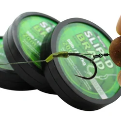 Línea trenzada semi rígida Slip-D verde resistente para pesca de carpa