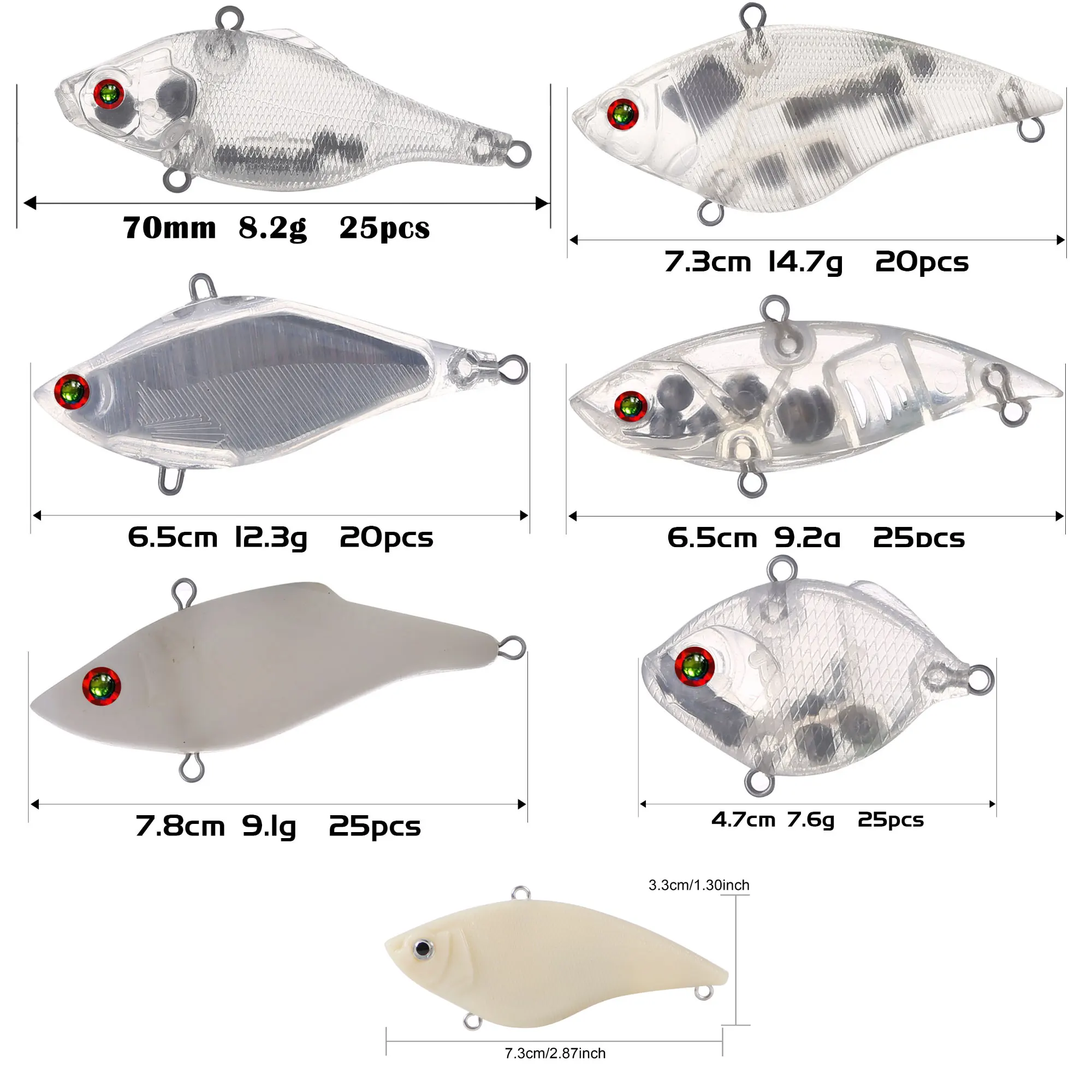 Free Fisher señuelos VIB sin pintar para lucio, cebo transparente - imagen 5